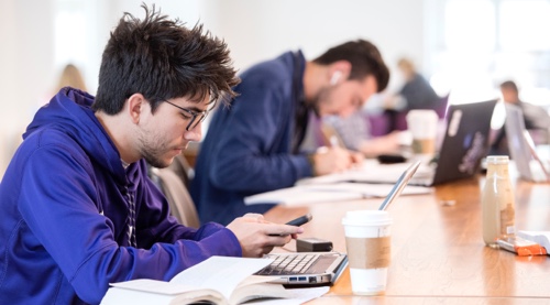 Student working on laptop